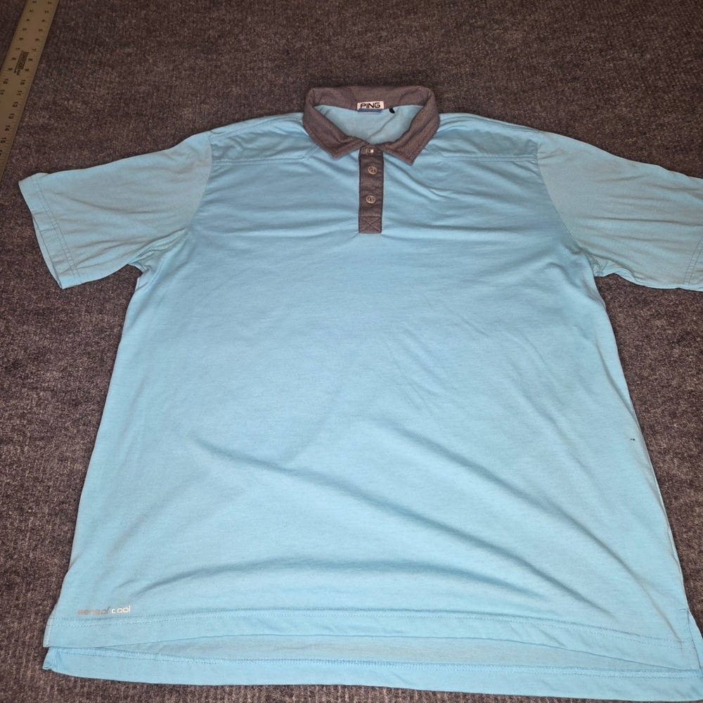 PING SensorCool Golf Polo‎ Shirt Mens Large L Blue Gray Short Sleeve